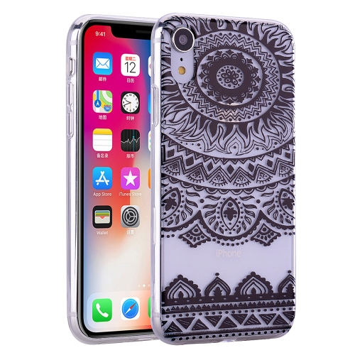 

Coloured Drawing Pattern Highly Transparent TPU Protective Case For iPhone X / XS(Black Lace)
