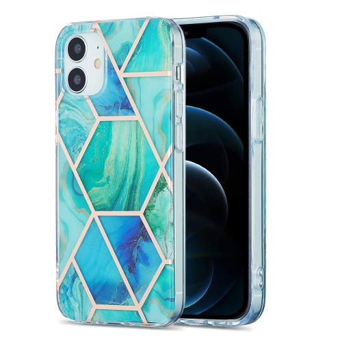 

3D Electroplating Marble Pattern TPU Protective Case For iPhone 12 Pro Max(Green Blue)