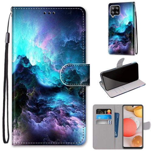 

For Samsung Galaxy A42 5G Coloured Drawing Cross Texture Horizontal Flip PU Leather Case with Holder & Card Slots & Wallet & Lanyard(Colorful Clouds)