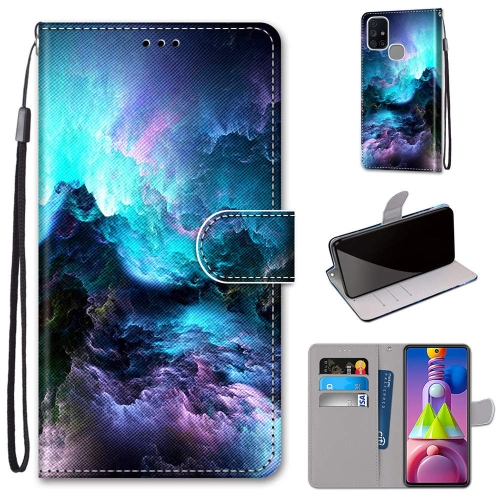 

For Samsung Galaxy M51 Coloured Drawing Cross Texture Horizontal Flip PU Leather Case with Holder & Card Slots & Wallet & Lanyard(Colorful Clouds)