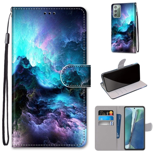 

For Samsung Galaxy Note 20 Coloured Drawing Cross Texture Horizontal Flip PU Leather Case with Holder & Card Slots & Wallet & Lanyard(Colorful Clouds)