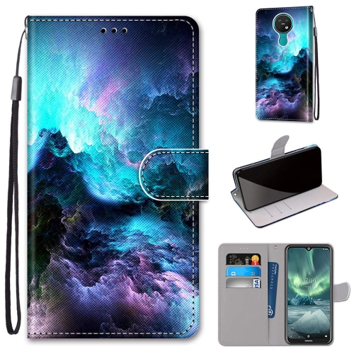 

For Nokia 7.2 Coloured Drawing Cross Texture Horizontal Flip PU Leather Case with Holder & Card Slots & Wallet & Lanyard(Colorful Clouds)