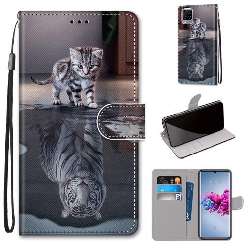 

For ZTE Axon 11 5G Coloured Drawing Cross Texture Horizontal Flip PU Leather Case with Holder & Card Slots & Wallet & Lanyard(Cat Becomes Tiger)
