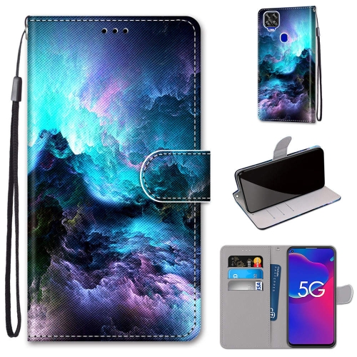

For ZTE Axon 11 SE 5G Coloured Drawing Cross Texture Horizontal Flip PU Leather Case with Holder & Card Slots & Wallet & Lanyard(Colorful Clouds)