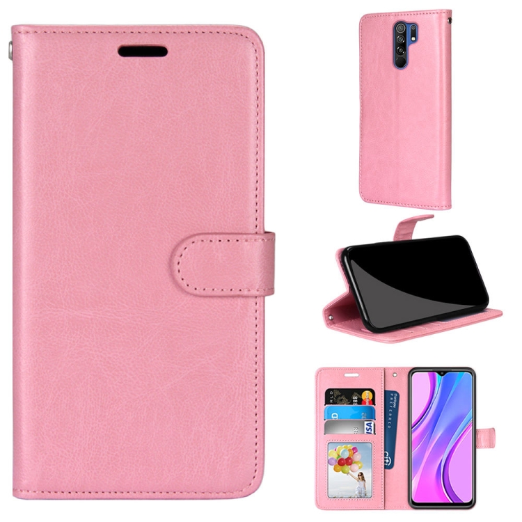 

For Xiaomi Redmi 9 Pure Color Horizontal Flip PU Leather Case with Holder & Card Slots & Wallet & Photo Frame(Pink)
