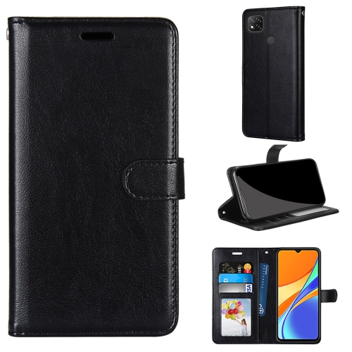 

For Xiaomi Redmi 9C Pure Color Horizontal Flip PU Leather Case with Holder & Card Slots & Wallet & Photo Frame(Black)