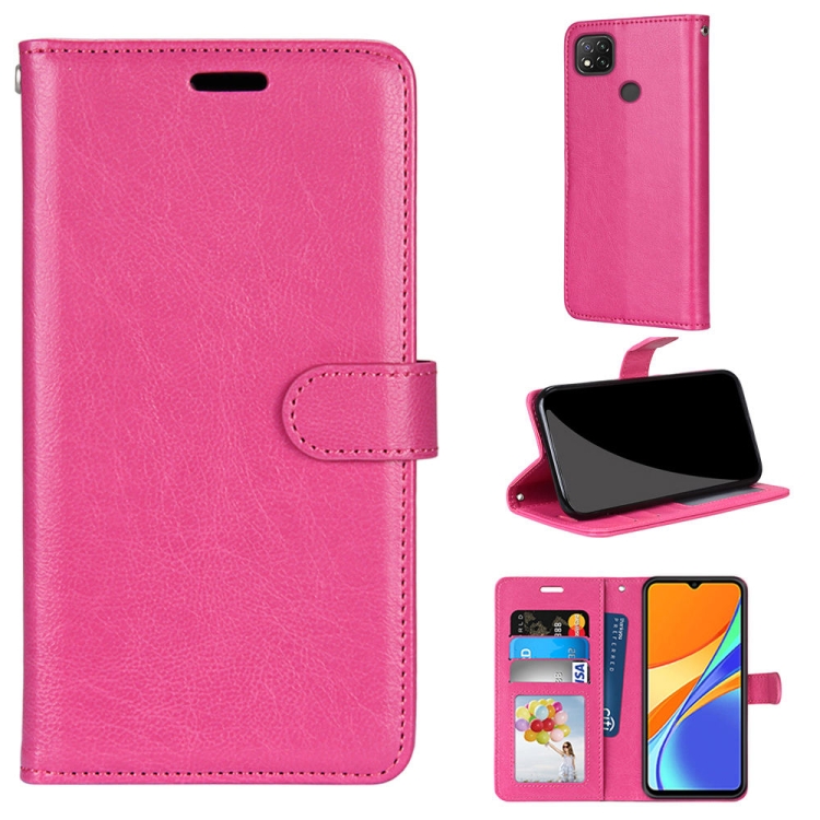 

For Xiaomi Redmi 9C Pure Color Horizontal Flip PU Leather Case with Holder & Card Slots & Wallet & Photo Frame(Rose Red)