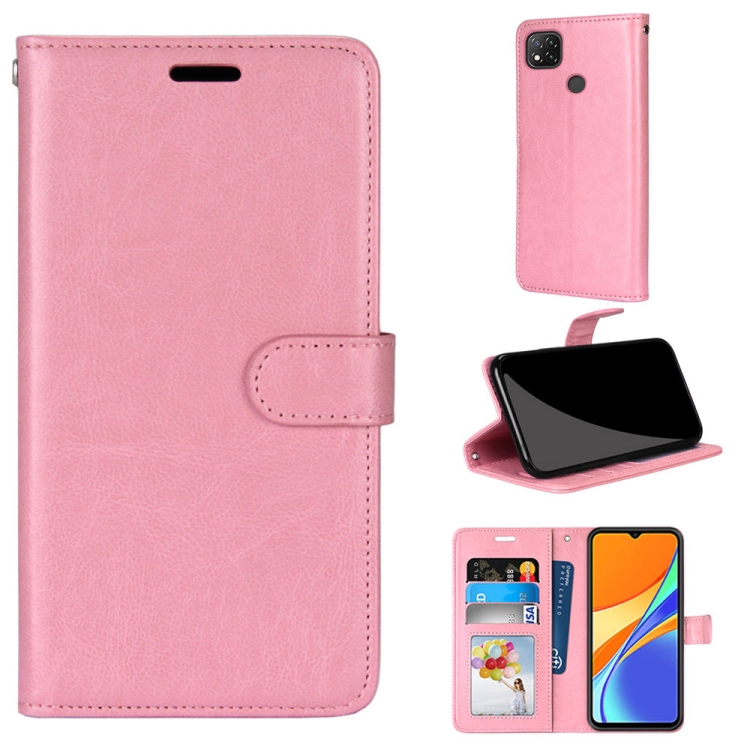 

For Xiaomi Redmi 9C Pure Color Horizontal Flip PU Leather Case with Holder & Card Slots & Wallet & Photo Frame(Pink)