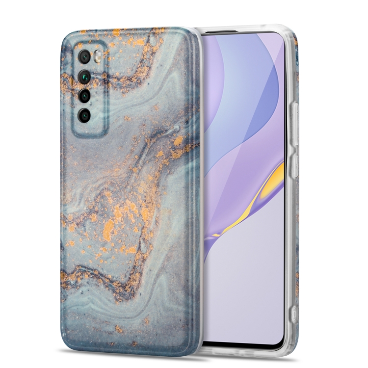

For Huawei nova 7 5G TPU Gilt Marble Pattern Protective Case(Light Blue)