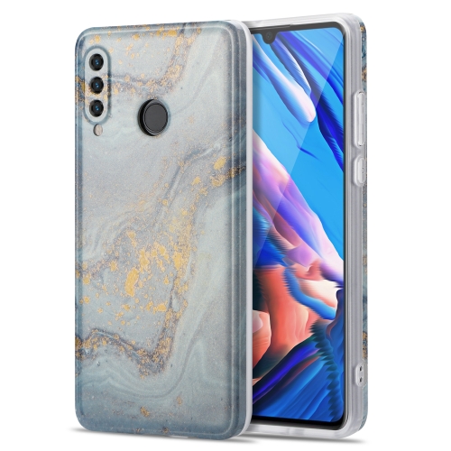 

For Huawei P30 Lite TPU Gilt Marble Pattern Protective Case(Light Blue)
