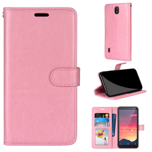 

For Nokia C2 Pure Color Horizontal Flip PU Leather Case with Holder & Card Slots & Wallet & Photo Frame(Pink)