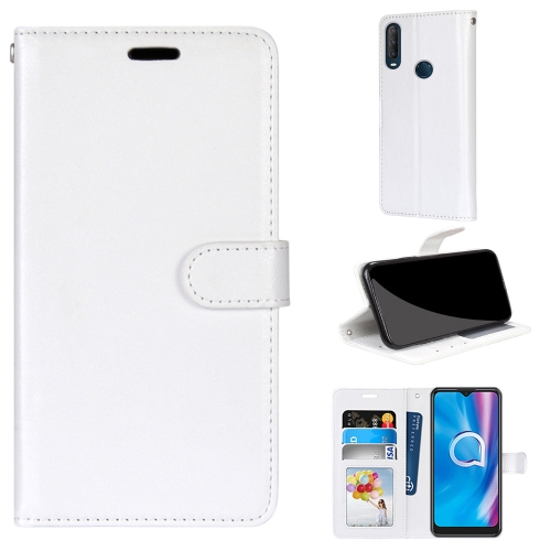 

For Alcatel 1SE 2020 Pure Color Horizontal Flip PU Leather Case with Holder & Card Slots & Wallet & Photo Frame(White)