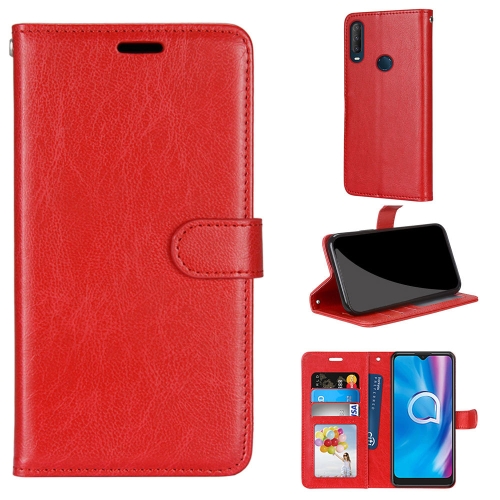 

For Alcatel 1SE 2020 Pure Color Horizontal Flip PU Leather Case with Holder & Card Slots & Wallet & Photo Frame(Red)