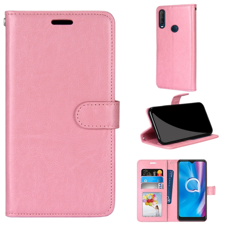 

For Alcatel 1SE 2020 Pure Color Horizontal Flip PU Leather Case with Holder & Card Slots & Wallet & Photo Frame(Pink)