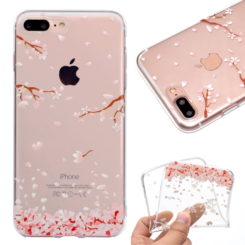 

Coloured Drawing Pattern Highly Transparent TPU Protective Case For iPhone 8 Plus & 7 Plus(Cherry Blossom)