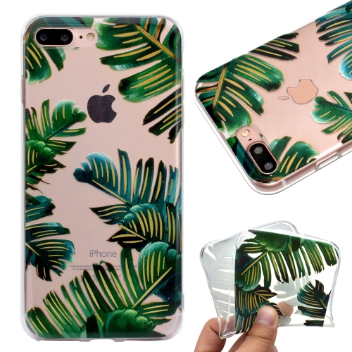 

For iPhone 8 Plus & 7 Plus Coloured Drawing Pattern Highly Transparent TPU Protective Case(Banana Leaf)