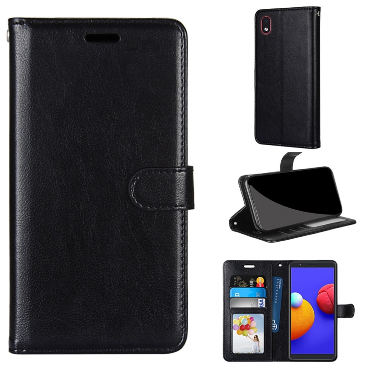 

For Samsung Galaxy A01 Core Pure Color Horizontal Flip PU Leather Case with Holder & Card Slots & Wallet & Photo Frame(Black)