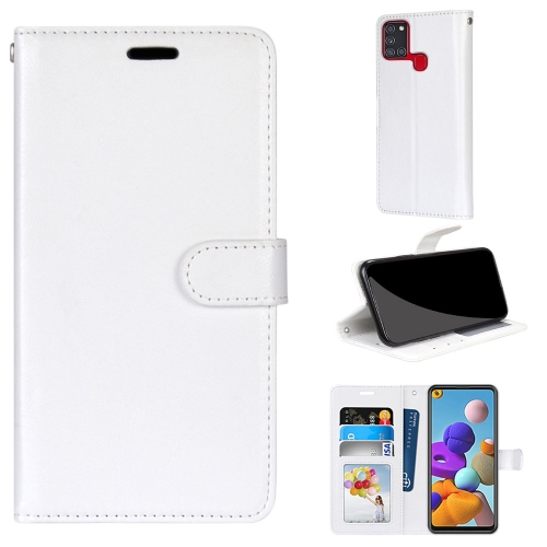 

For Samsung Galaxy A21s Pure Color Horizontal Flip PU Leather Case with Holder & Card Slots & Wallet & Photo Frame(White)