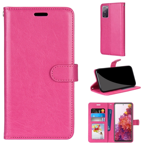 

For Samsung Galaxy S20 FE 5G Pure Color Horizontal Flip PU Leather Case with Holder & Card Slots & Wallet & Photo Frame(Rose Red)