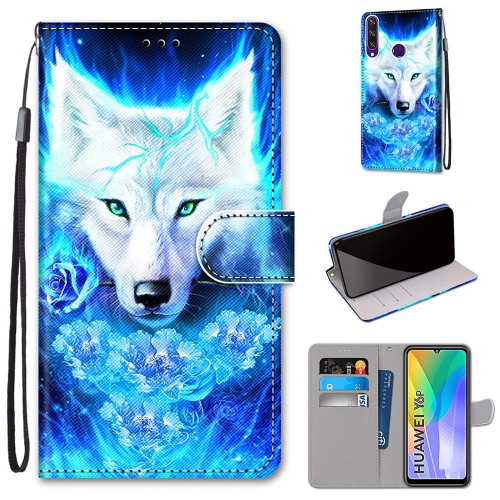 

For Huawei Y6p Coloured Drawing Cross Texture Horizontal Flip PU Leather Case with Holder & Card Slots & Wallet & Lanyard(Dick Rose Wolf)