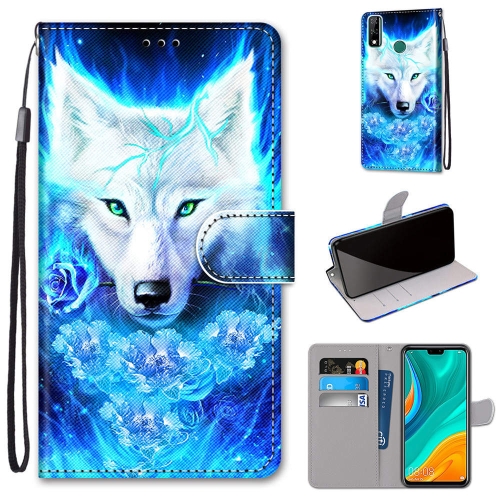 

For Huawei Y8s Coloured Drawing Cross Texture Horizontal Flip PU Leather Case with Holder & Card Slots & Wallet & Lanyard(Dick Rose Wolf)