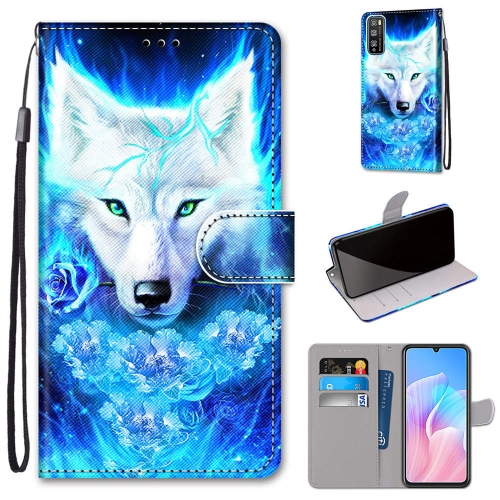 

For Huawei Enjoy Z / 20 Pro Coloured Drawing Cross Texture Horizontal Flip PU Leather Case with Holder & Card Slots & Wallet & Lanyard(Dick Rose Wolf)