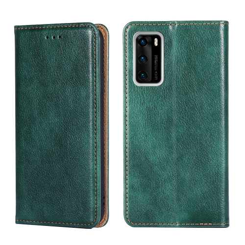 

For Huawei P40 PU + TPU Gloss Oil Solid Color Magnetic Horizontal Flip Leather Case with Holder & Card Slot & Wallet(Green)