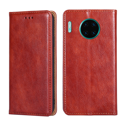 

For Huawei Mate 30 Pro PU + TPU Gloss Oil Solid Color Magnetic Horizontal Flip Leather Case with Holder & Card Slot & Wallet(Brown)