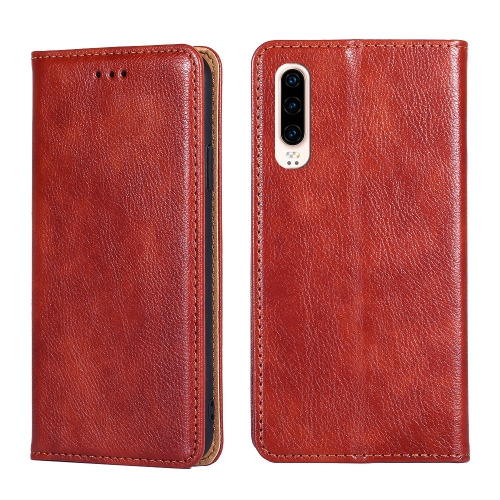 

For Huawei P30 PU + TPU Gloss Oil Solid Color Magnetic Horizontal Flip Leather Case with Holder & Card Slot & Wallet(Brown)