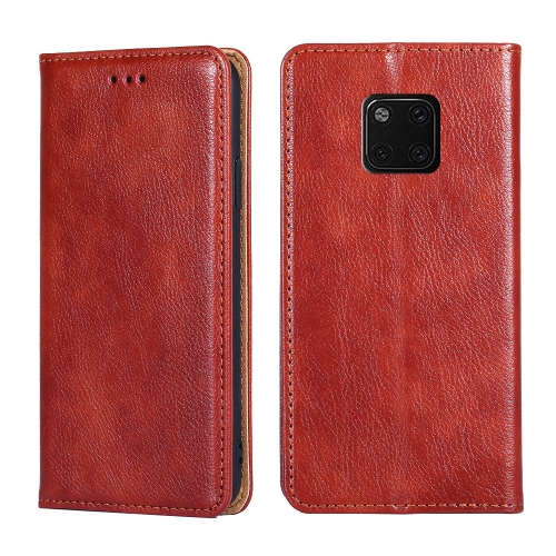 

For Huawei Mate 20 Pro PU + TPU Gloss Oil Solid Color Magnetic Horizontal Flip Leather Case with Holder & Card Slot & Wallet(Brown)