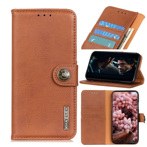 

For Xiaomi Redmi Note 9 5G KHAZNEH Cowhide Texture Horizontal Flip Leather Case with Holder & Card Slots & Wallet(Brown)