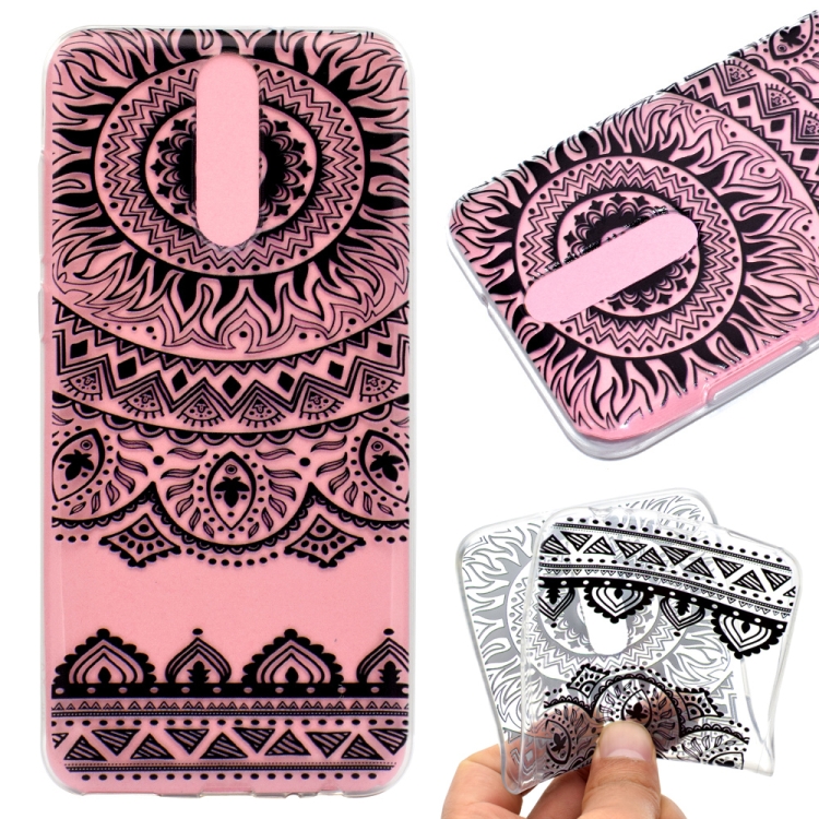 

For Huawei Mate 10 Lite Coloured Drawing Pattern Highly Transparent TPU Protective Case(Black Lace)