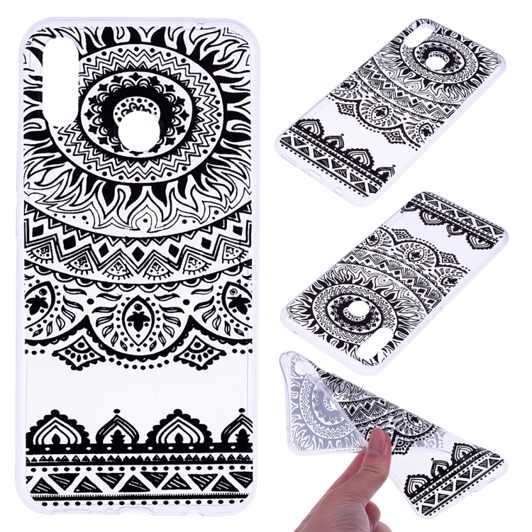 

For Huawei Nova 3i Coloured Drawing Pattern Highly Transparent TPU Protective Case(Black Lace)
