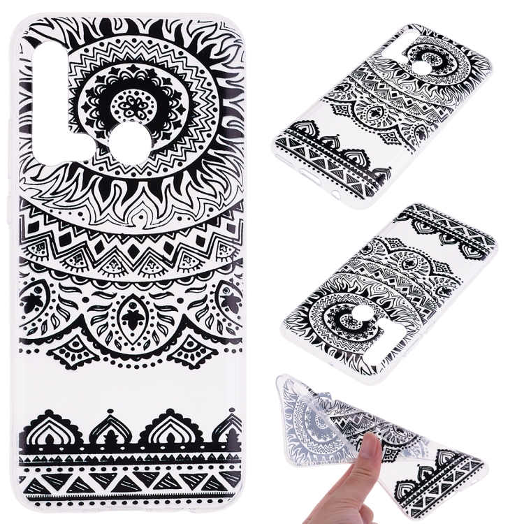 

For Huawei P20 Lite 2019 / Nova 5i Coloured Drawing Pattern Highly Transparent TPU Protective Case(Black Lace)