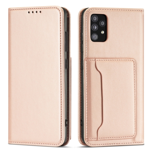 

For Samsung Galaxy A52 5G / 4G Strong Magnetism Liquid Feel Horizontal Flip Leather Case with Holder & Card Slots & Wallet(Rose Gold)