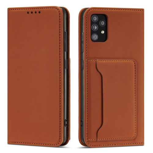 

For Samsung Galaxy A52 5G / 4G Strong Magnetism Liquid Feel Horizontal Flip Leather Case with Holder & Card Slots & Wallet(Brown)