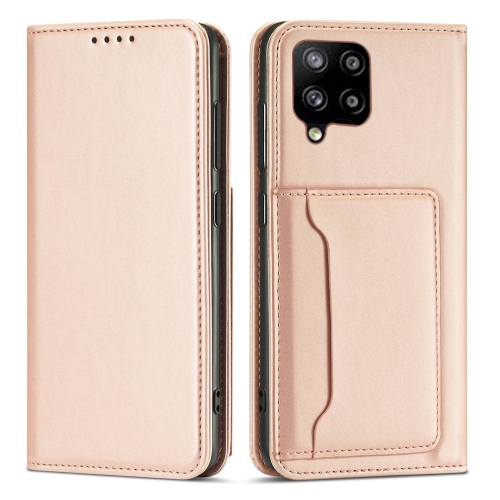 

For Samsung Galaxy A12 5G Strong Magnetism Liquid Feel Horizontal Flip Leather Case with Holder & Card Slots & Wallet(Rose Gold)