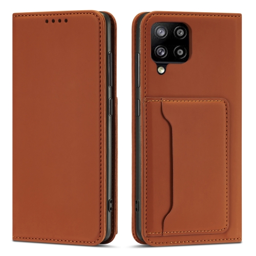 

For Samsung Galaxy A12 5G Strong Magnetism Liquid Feel Horizontal Flip Leather Case with Holder & Card Slots & Wallet(Brown)