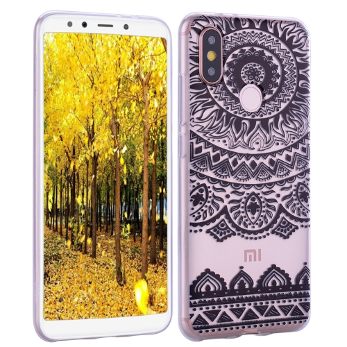 

For Xiaomi Mi 6X / A2 Coloured Drawing Pattern Highly Transparent TPU Protective Case(Black Lace)