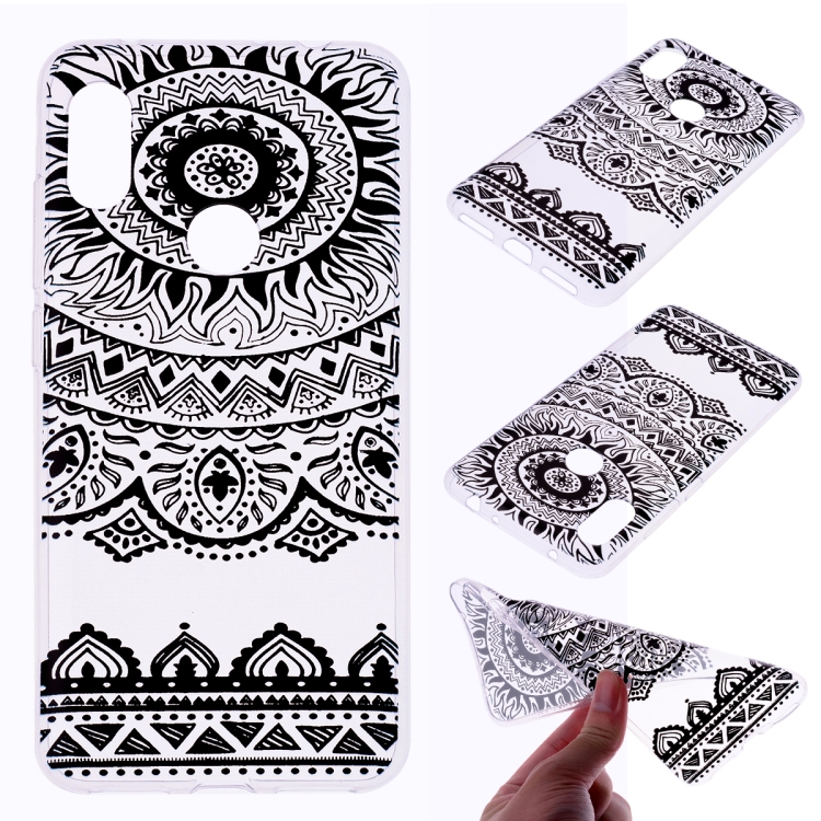 

For Xiaomi Redmi Note 6 Coloured Drawing Pattern Highly Transparent TPU Protective Case(Black Lace)