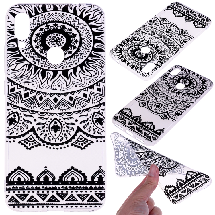 

For Xiaomi Redmi Note 7 Coloured Drawing Pattern Highly Transparent TPU Protective Case(Black Lace)