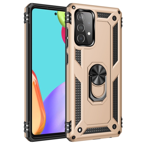 

For Samsung Galaxy A52 5G Shockproof TPU + PC Protective Case with 360 Degree Rotating Holder(Gold)