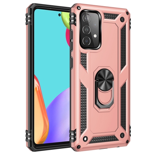 

For Samsung Galaxy A52 5G Shockproof TPU + PC Protective Case with 360 Degree Rotating Holder(Rose Gold)