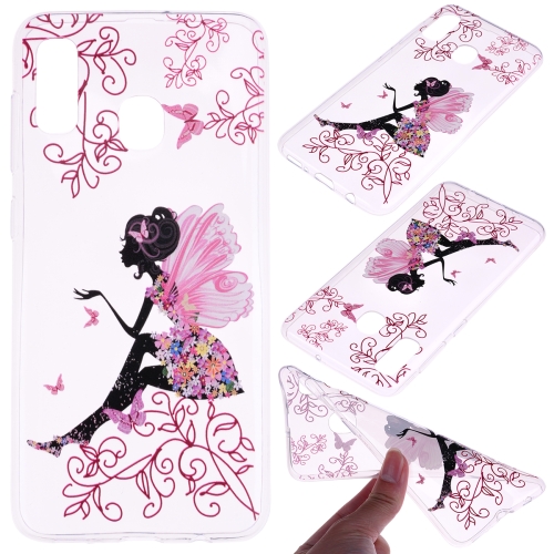 

For Galaxy A20e Coloured Drawing Pattern Highly Transparent TPU Protective Case(Butterfly Girl)