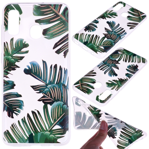 

For Galaxy A30 Coloured Drawing Pattern Highly Transparent TPU Protective Case(Banana Leaf)