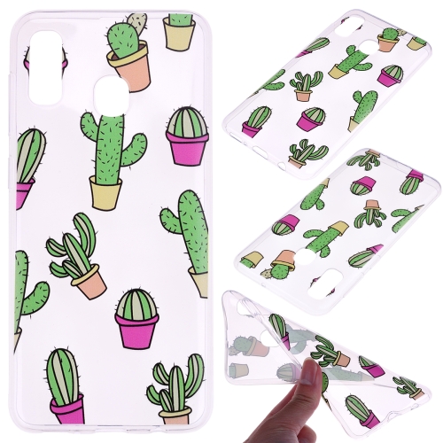 

For Galaxy A40 Coloured Drawing Pattern Highly Transparent TPU Protective Case(Cactus)