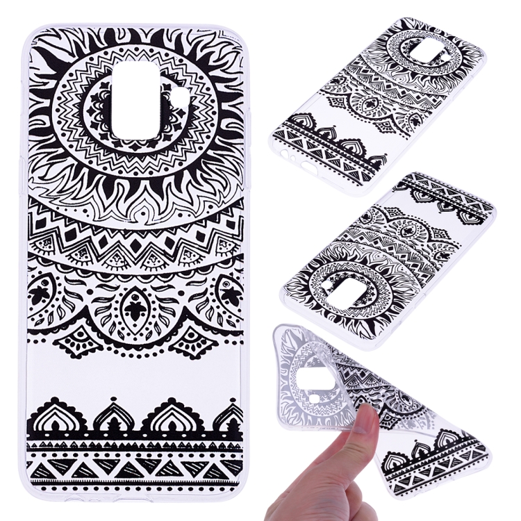 

For Galaxy J6 (2018) Coloured Drawing Pattern Highly Transparent TPU Protective Case(Black Lace)