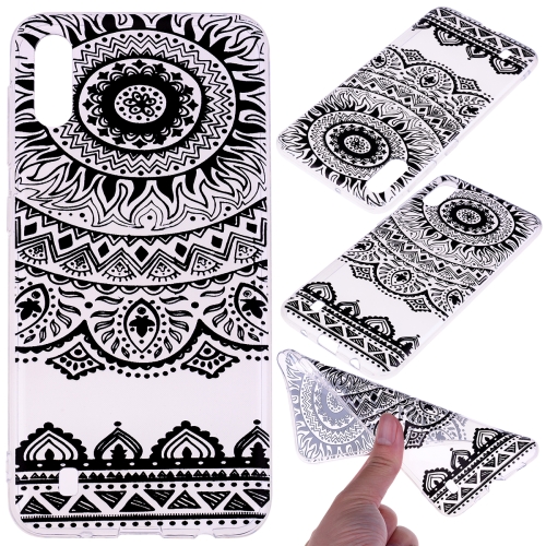 

For Galaxy M10 Coloured Drawing Pattern Highly Transparent TPU Protective Case(Black Lace)