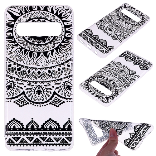 

For Galaxy S10 Coloured Drawing Pattern Highly Transparent TPU Protective Case(Black Lace)