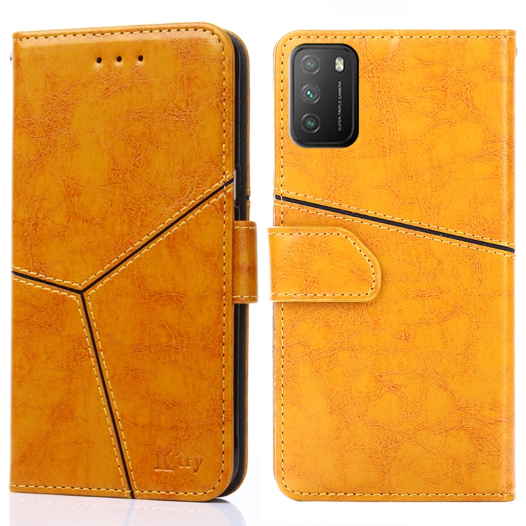 

For Xiaomi Poco M3 Geometric Stitching Horizontal Flip TPU + PU Leather Case with Holder & Card Slots & Wallet(Gold)